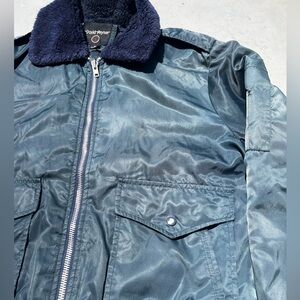 Men's Vintage David Peyser Jacket Blue M Work Solid Bomber Brando Waterfront 50s